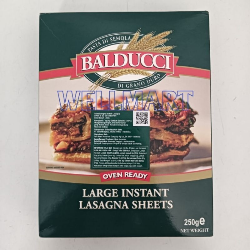 

Balducci Kulit Lasagna 250gr Large Instant Lasagna Sheets Pasta Lasagna