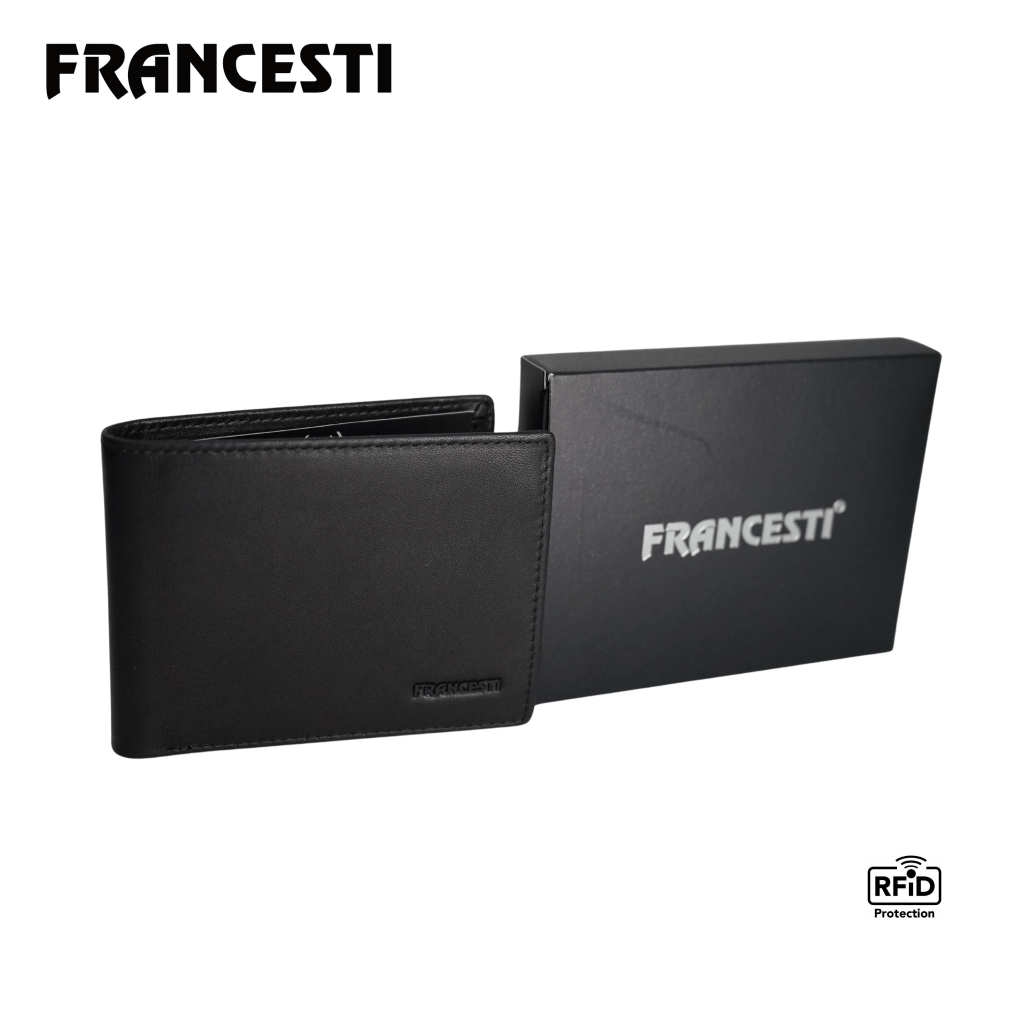 Francesti Dompet Pria 3 Fold RFID Protection Genuine Leather 183R Black