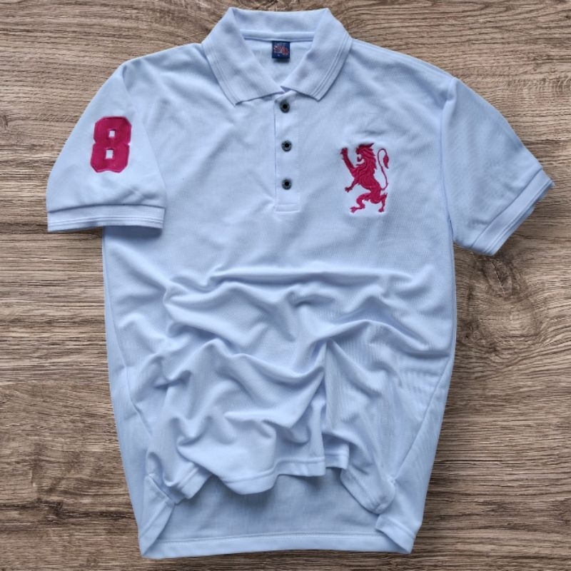 EDISI PUTIH Kaos Polo T-Shirt Pria Kaos Kerah Giordano 3D Lion Premium