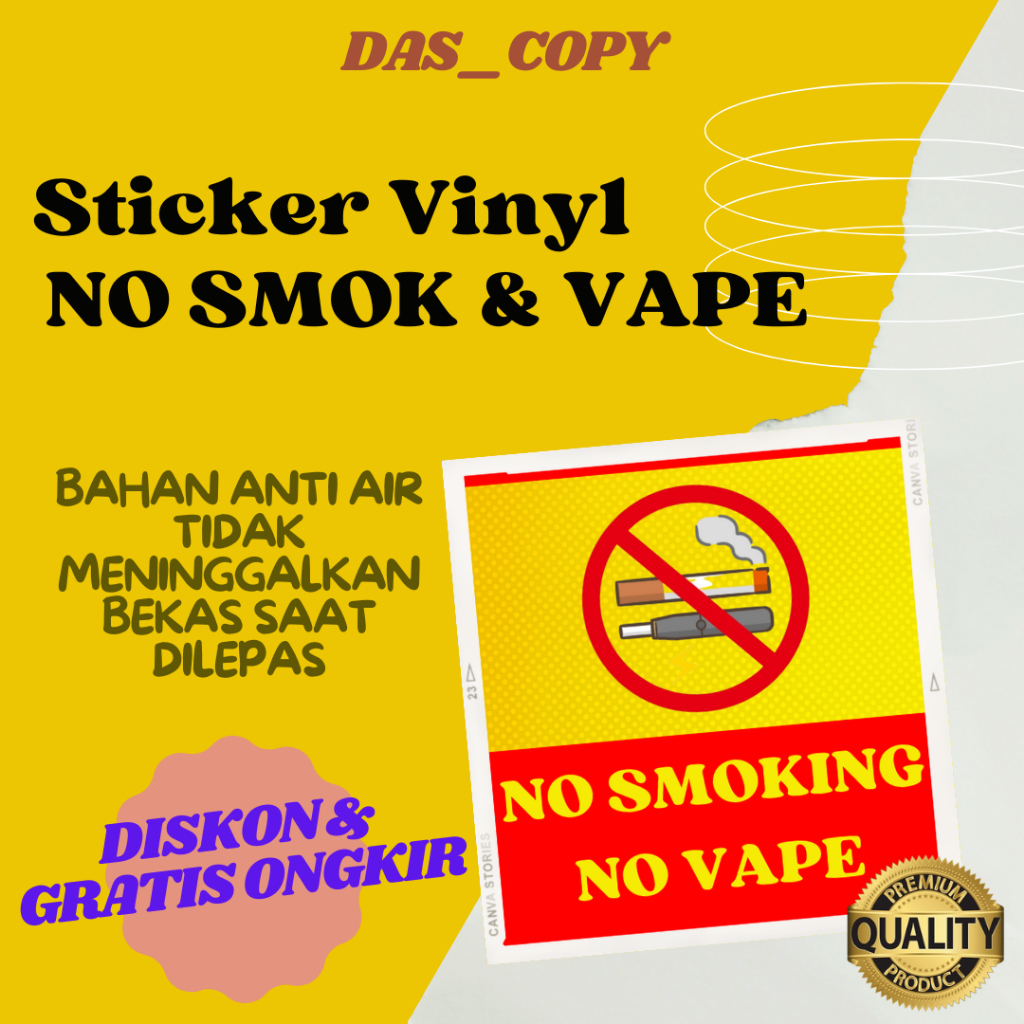 

Stiker Vinyl No Smoking & Vape