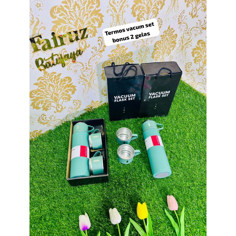 Termos vacum flask dengan 2 gelas / termos mini / termos air panas / termos sultan