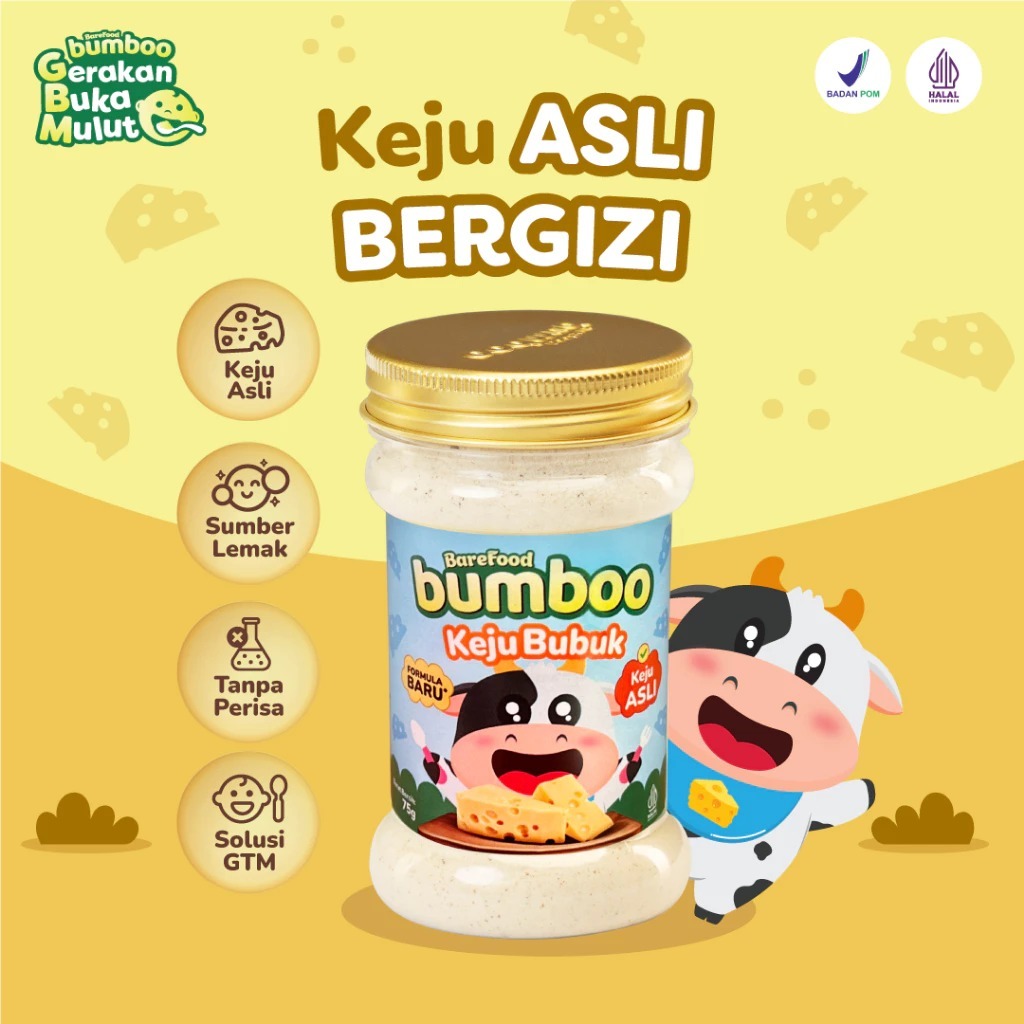 

BUMBOO Keju Bubuk Asli - Keju MPASI Anak - Sumber Lemak & Protein - Keju Cheddar Australia - Tanpa Pengawet - No MSG