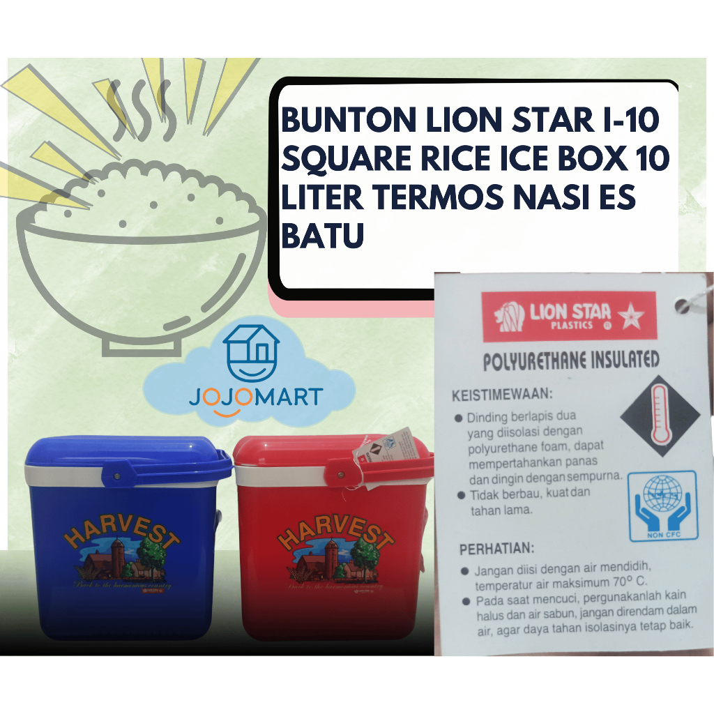 BUNTON Lion Star I-10 Square Rice Ice Box 10 Liter Termos Nasi Es Batu