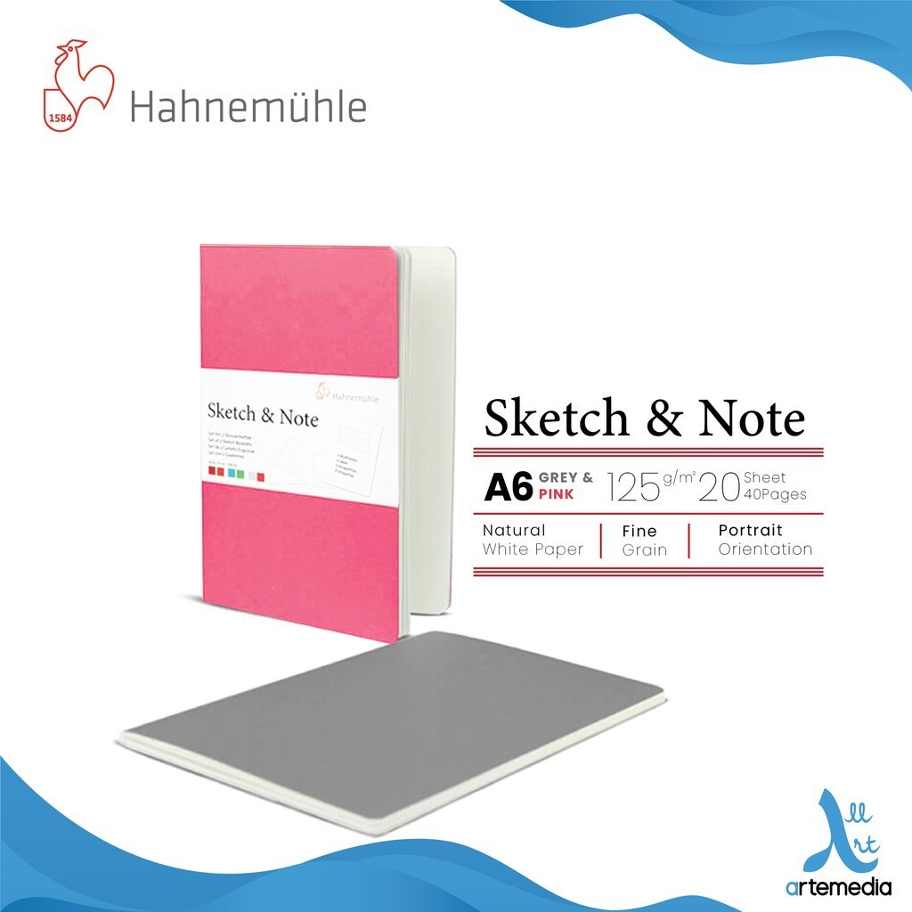 

Gramedia Surabaya - Hahnemuhle Sketch & Note A6 Stitch Bound Sketchbook Grey and Pink