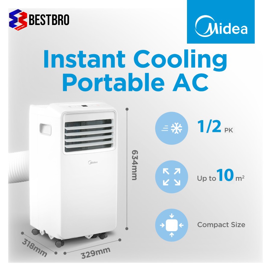 Midea AC Portable 1/2 pk MPHA-05CRN7 AC 0,5 pk Pendingin Ruangan