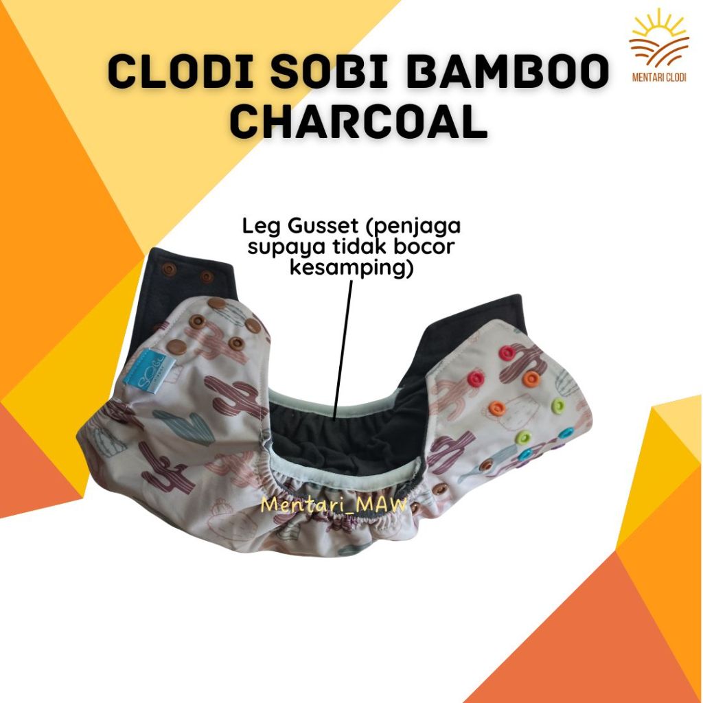 Clody Sobi Bamboo Charcoal Clodi Sobi Pocket Popok Kain Bayi Cuci Ulang Waterproof Cloudy Cloudi