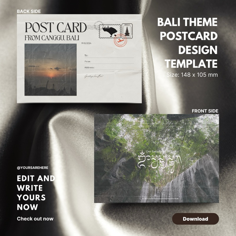 

7 Template Desain BALI THEME POSTCARD ukuran 148 x 105 mm