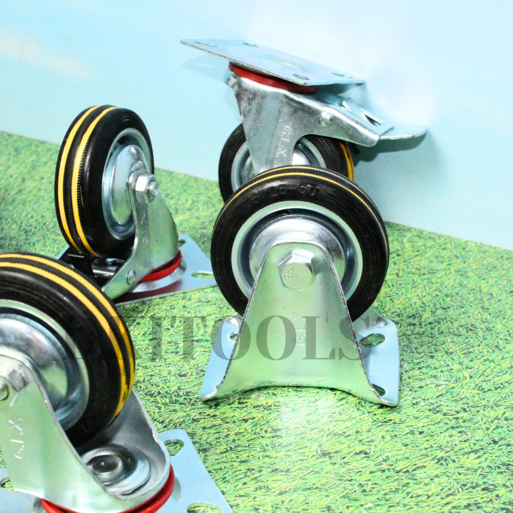GLX Roda Karet Hidup / Roda Karet Mati / Roda Karet Hidup Rem / Roda Trolly / Roda Etalase 3" 4" 5"