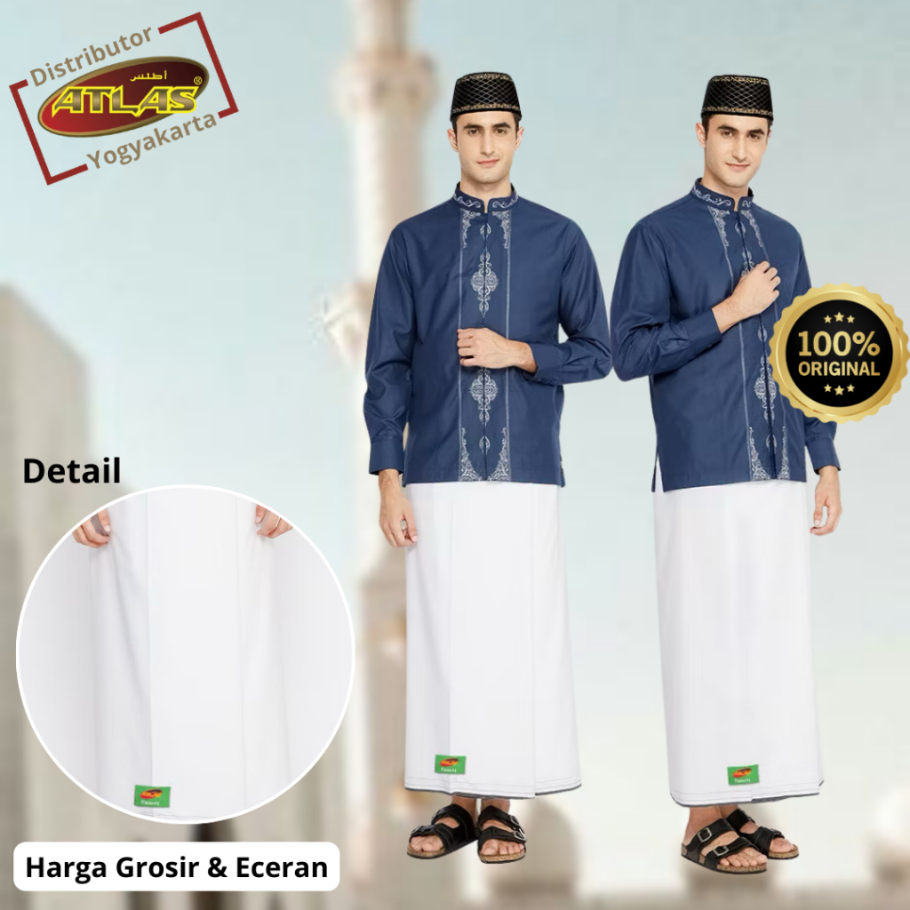 SARUNG ATLAS FAVORIT 500 POLOS PUTIH ORIGINAL SARUNG GROSIR JOGJA
