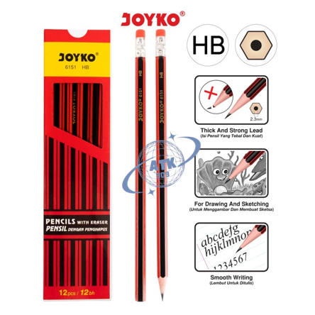 

Pensil JOYKO 6151 HB Merah isi 12 pcs