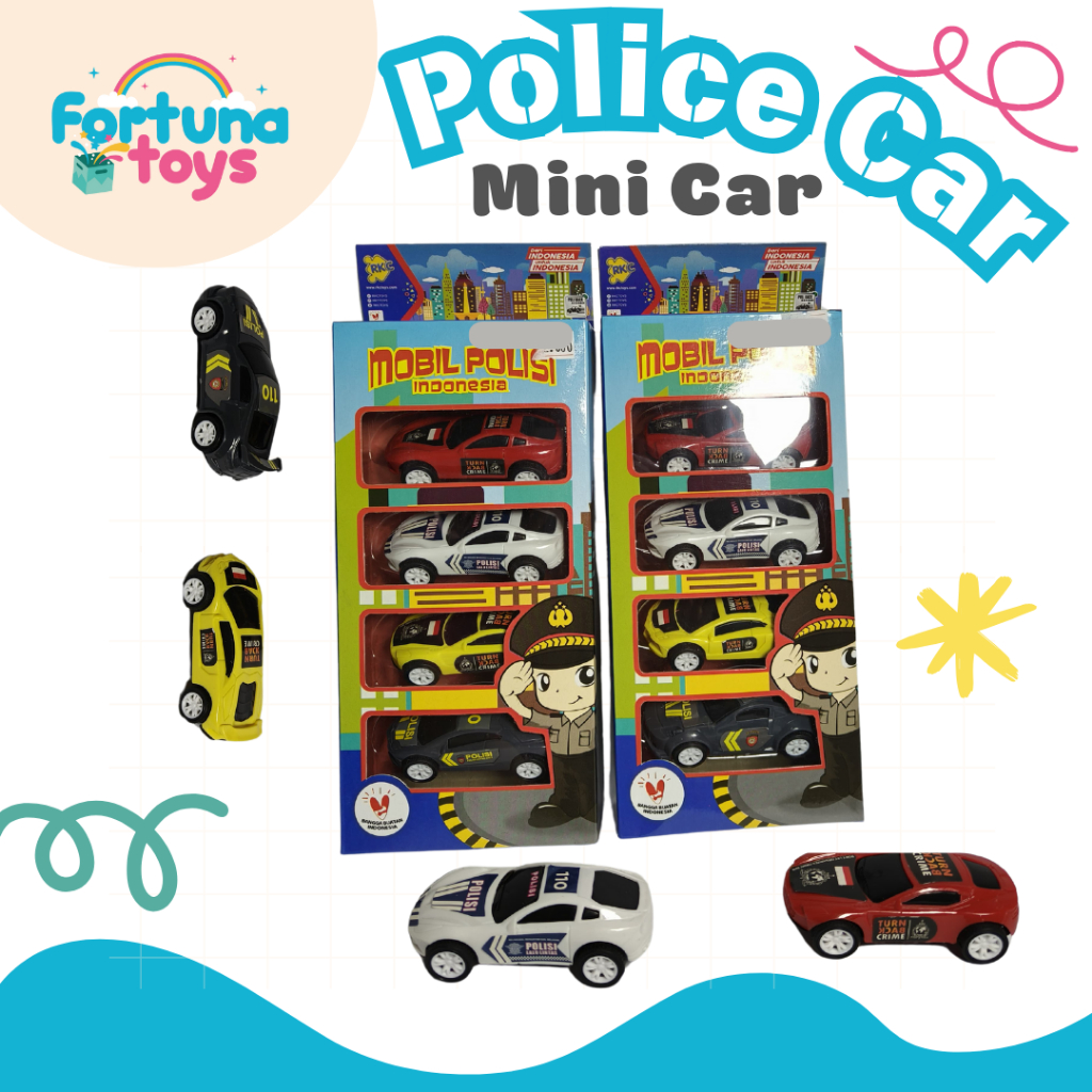 Fortuna Toys | Mainan Anak Mobil Polisi Mini / Mobil Polisi Kecil isi 4 Warna