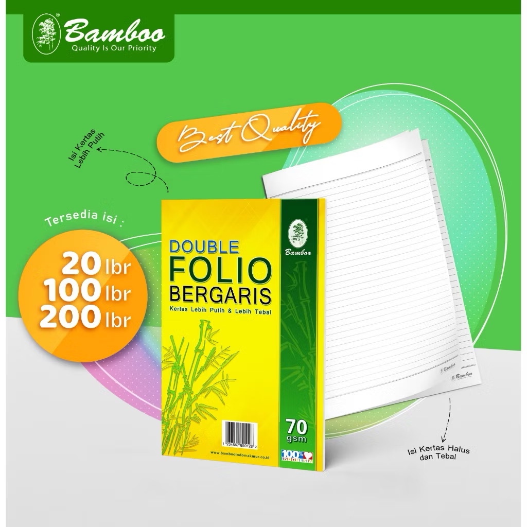 

[PAK] BAMBOO Kertas Double Folio Bergaris 70gsm