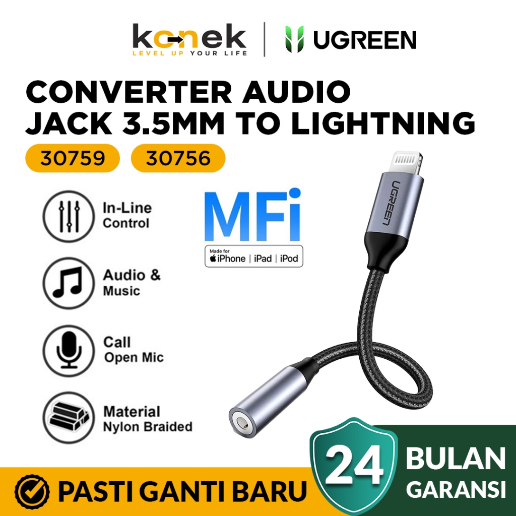 Ugreen Converter Splitter Iphone MFI Lightning To Jack 3.5MM Original