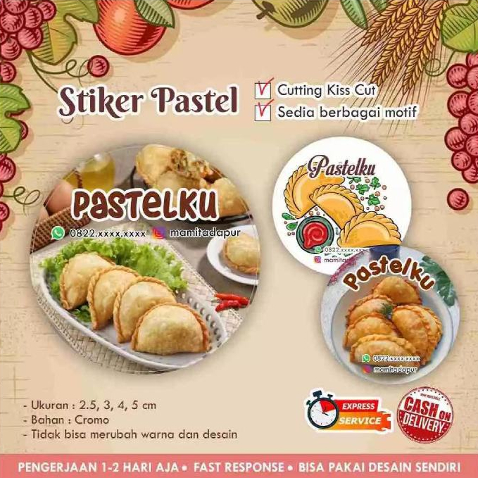 

Stiker Pastel / Cireng cromo bulat / Label kemasan makanan minuman / promosi