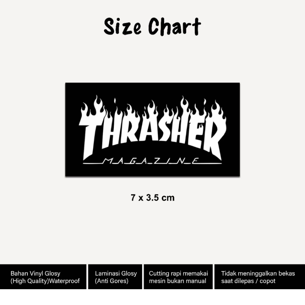

Sticker Brand Thrasher Logo Magazine Stiker Tahan Air Vinyl Glossy