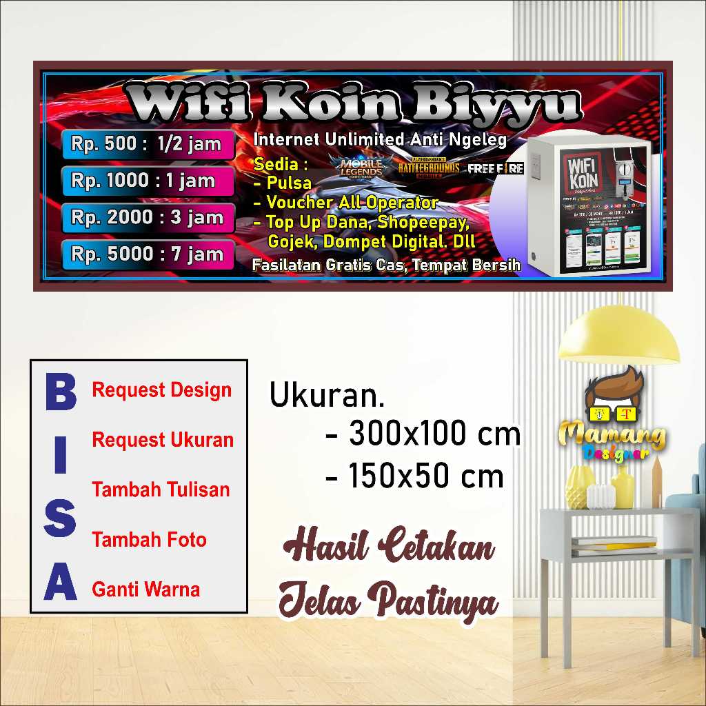 Cetak Banner Spanduk Usaha Wifi Koin Bahan Bagus