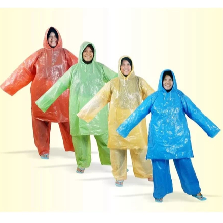 EXTREME Jas Hujan SETELAN Baju + Celana HDPE Lengan Karet Tali Kepala TEBAL (PER PCS)