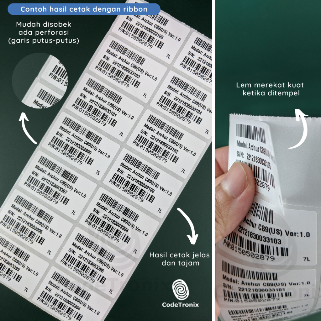 

Ay00! Label Sticker Kertas Semicoated 50x30 Stiker Barcode Roll 2 Line 2000 Pcs