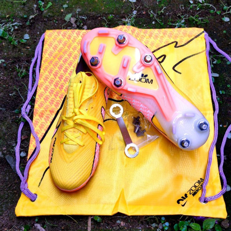 Sepatu Bola Soccer Zoom vapor15 Yellow Stud Besi SG