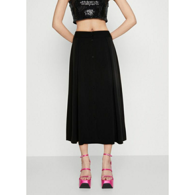 MONKI MAXI SKIRT BLACK BUTTON ROK HITAM KOREA ORIGINAL BRANDED