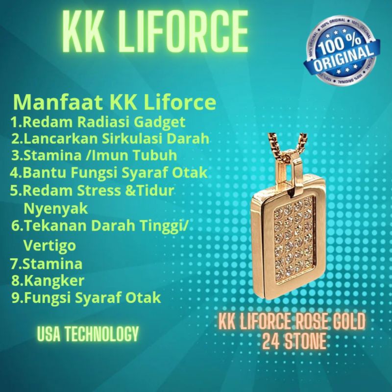 KALUNG ANTI RADIASI KK LIFORCE ROSE GOLD 24 STONE