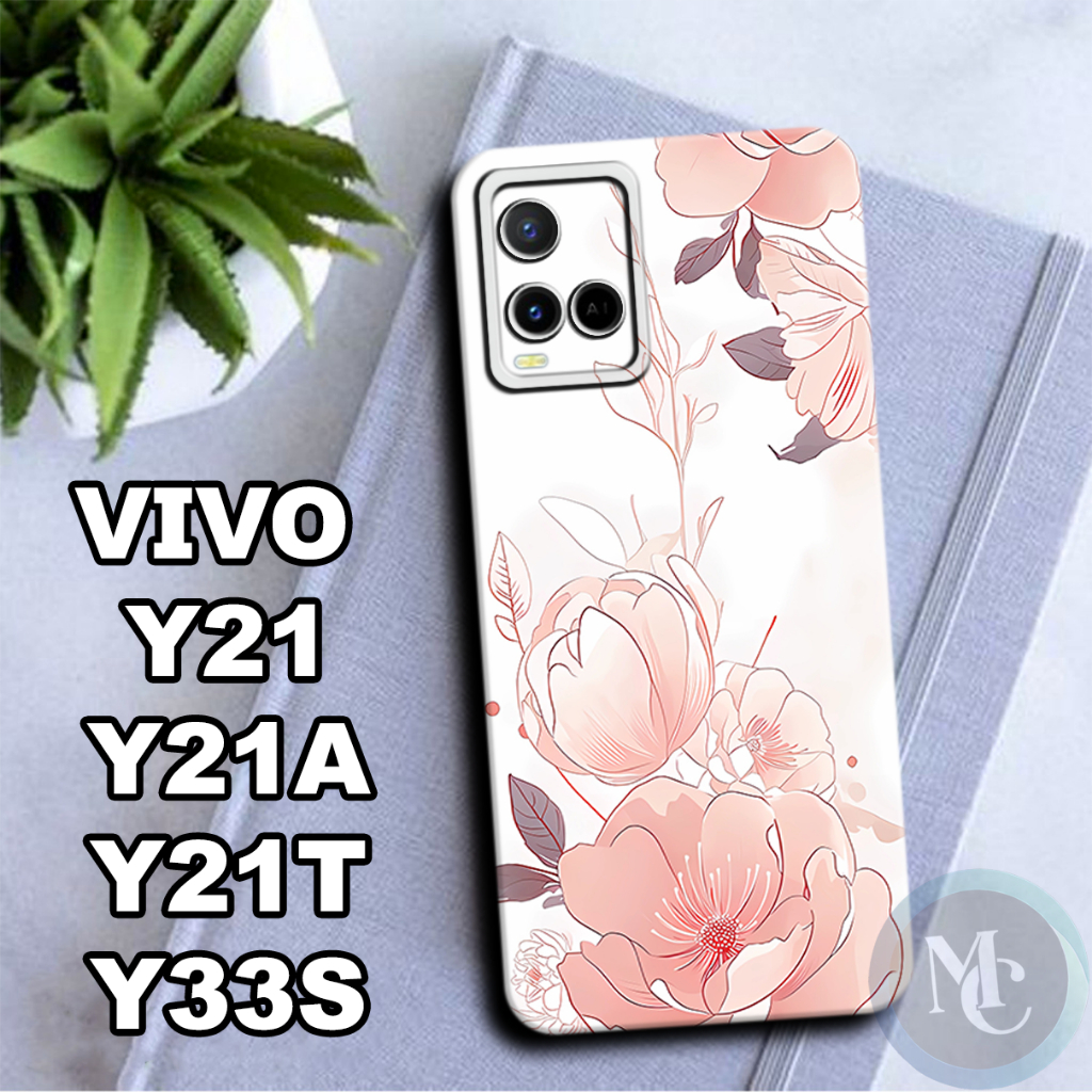 CC34/Softcase karet lentur untuk Vivo Y21,Y21A,Y21T,Y33S/Motif bunga/case Vivo Y21/kesing Vivo Y21/s