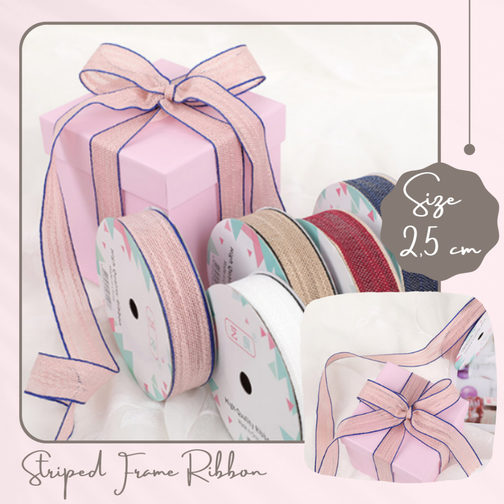 

STRIPED FRAME RIBBON / pita rambut / pita kado / pita buket