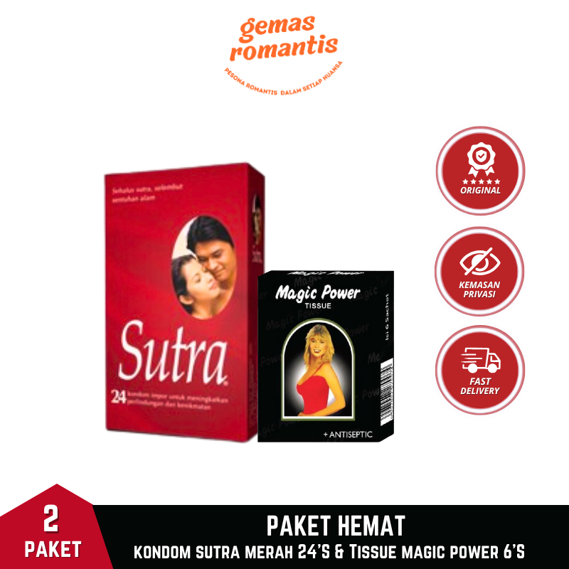 Kondom Sutra Merah Classic isi 24 Pcs & Tisu Magic Power 6 Pcs