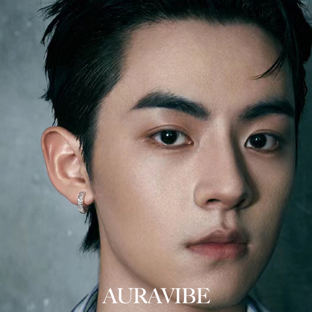 AURAVIBE Laki-laki Berlian surat anting-anting Rasa kemewahan kemewahan ringan anting-anting