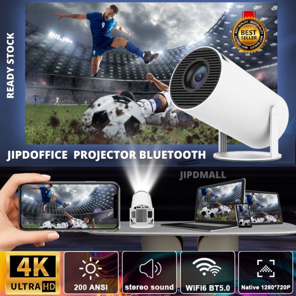 Jipdoffice Projector Portable Wireless Bluetooth Proyektor HP Android Laptop Game PS Infocus HY300