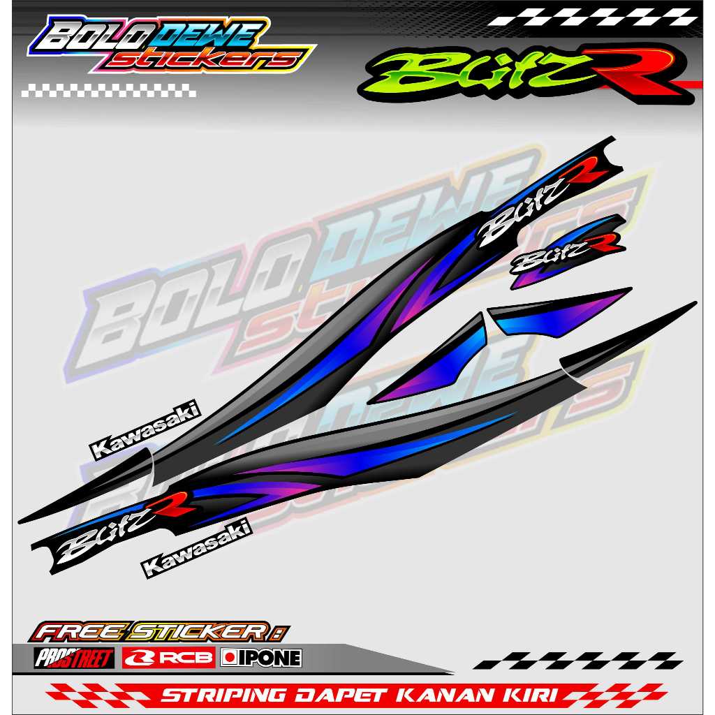 STRIPING VARIASI HONDA KAWASAKI BLITZ R/ STICKER LIST MOTOR KAWASAKI BLITZ R