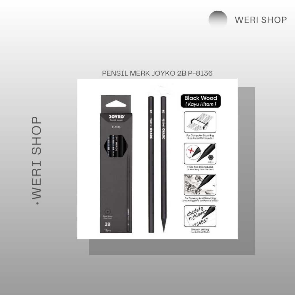 

PENSIL JOYKO 2B P-8136 / PENSIL BERKUALITAS (1 PAK ISI 12 PCS)