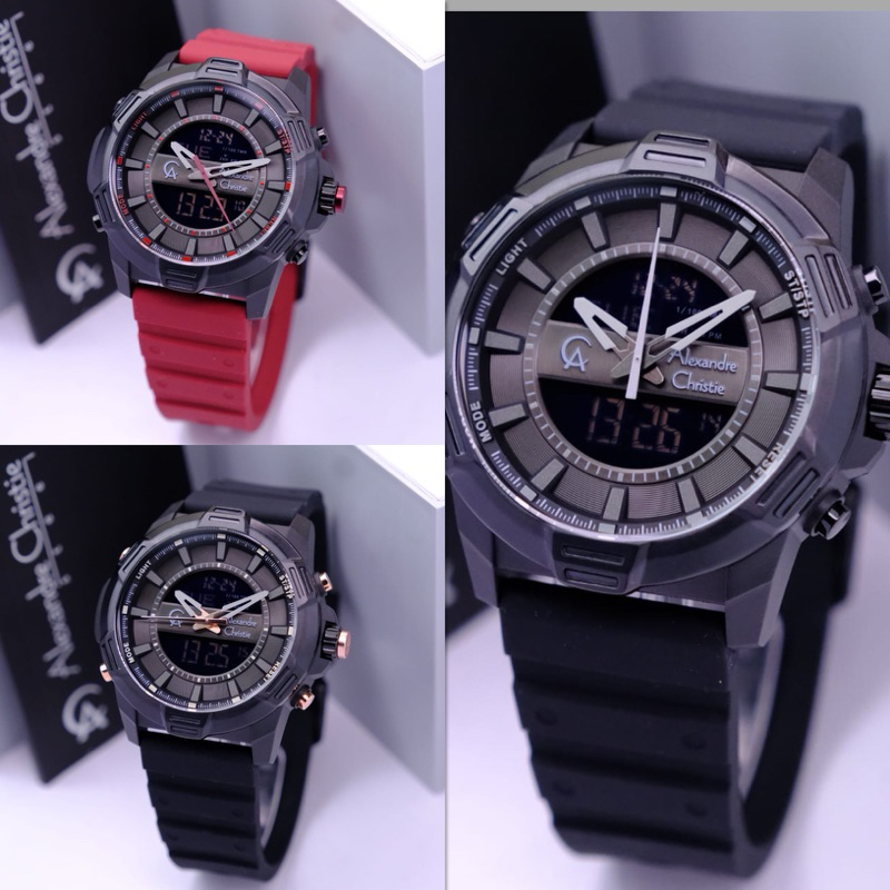 JAM TANGAN PRIA ALEXANDRE CHRISTIE AC9375 / AC 9375 DOUBLE TIME RUBBER ORIGINAL GARANSI RESMI 1 TAHU