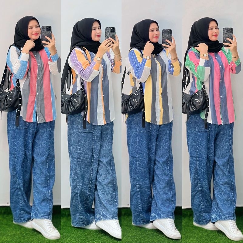 SET JEANS KEMEJA WANITA KEKINIAN BEST SELLER