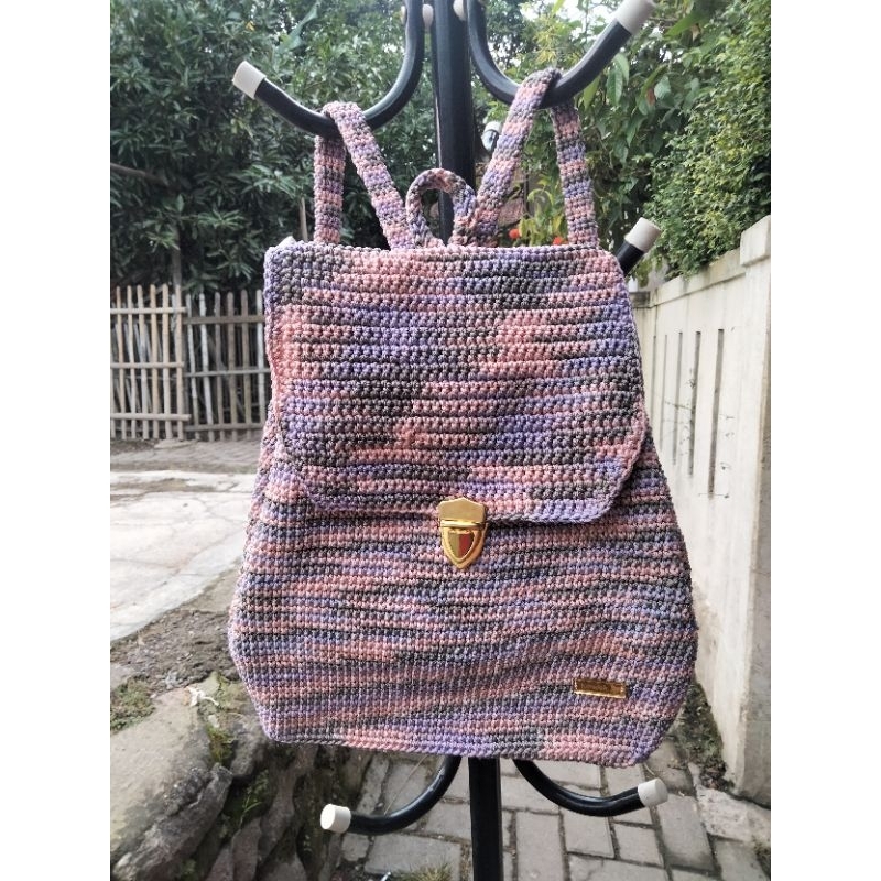 tas rajut gendong Japanese style/tas rajut/tas kekinian/tas terbaru/ tas wanita paling banyak dicari