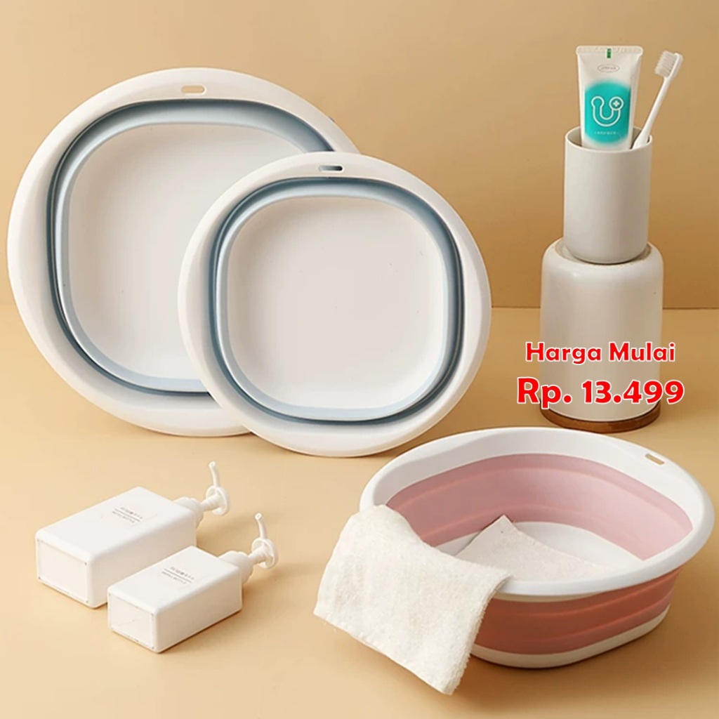 BASKOM PLASTIK LIPAT / EMBER LIPAT / BASKOM LIPAT PORTABEL MULTIFUNGSI / BASKOM LIPAT SILIKON / EMBE