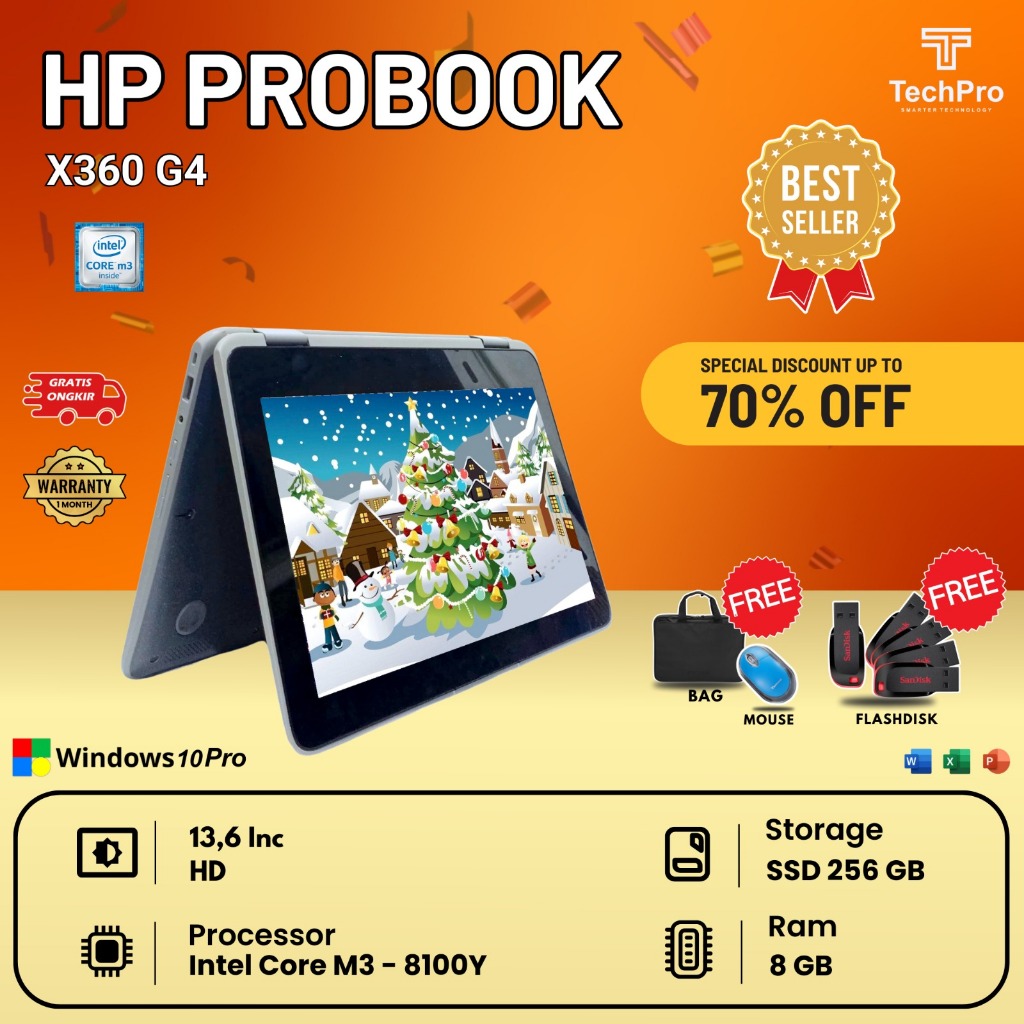 Orignal Laptop HP PROBOOK X360 11 G2 EE Ci5 (Ram 8GB SSD 128GB) Layar 11"  Murah Baru  Gaming Tipis 