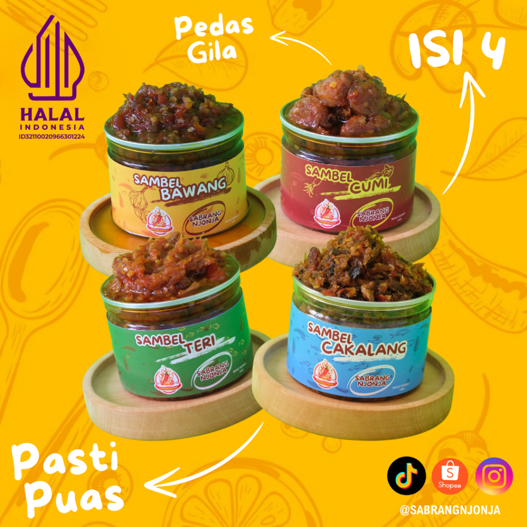 

SABRANG NJONJA PAKET ISI 4 SAMBAL CUMI/SAMBAL CAKALANG/SAMBAL BAWANG/SAMBAL TERI