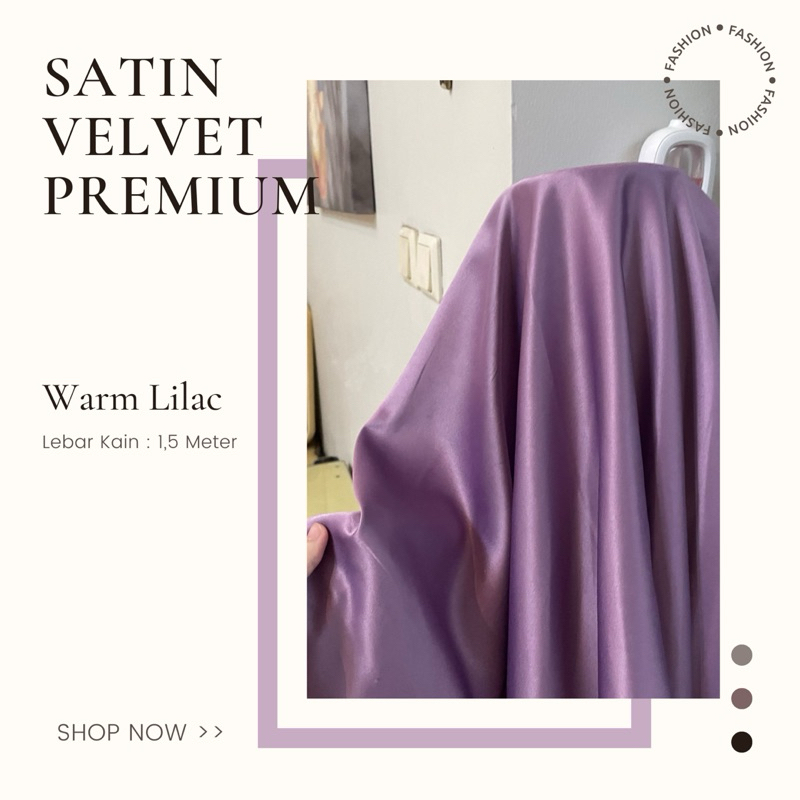 Kain Furing Kebaya Satin Silk Velvet Premium Warna Warm Lilac