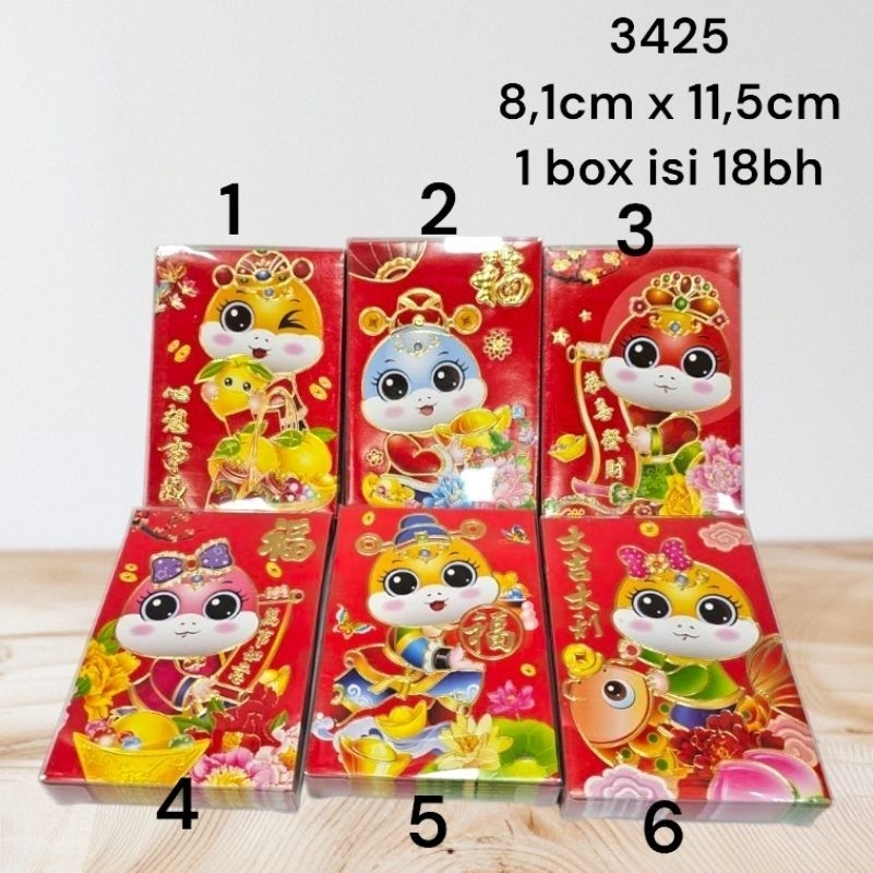 

Angpao angpau box shio ular 3425 terbaru imlek tahun 2025 1 box isi 18bh