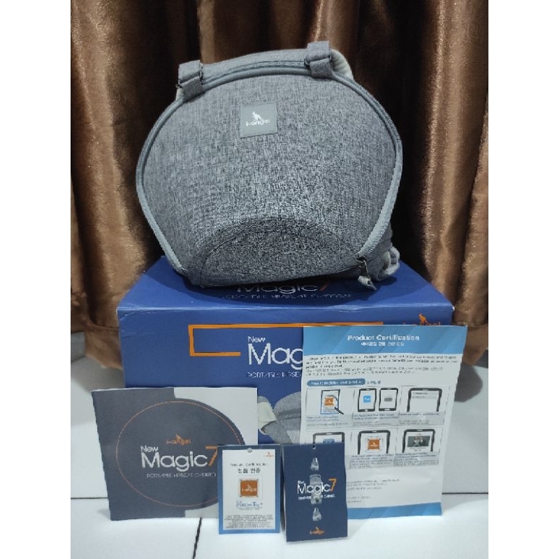 (Preloved) i-angel New Magic 7 Portable Hipseat Carrier with Hood in Melange Gray