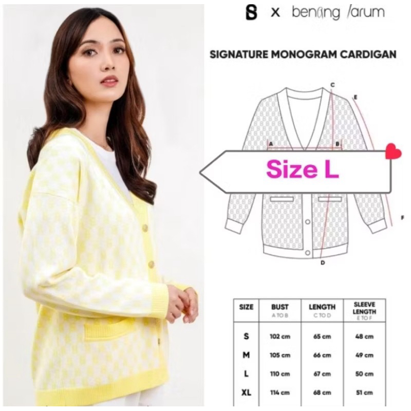 cardigan signature monogram benang jarum