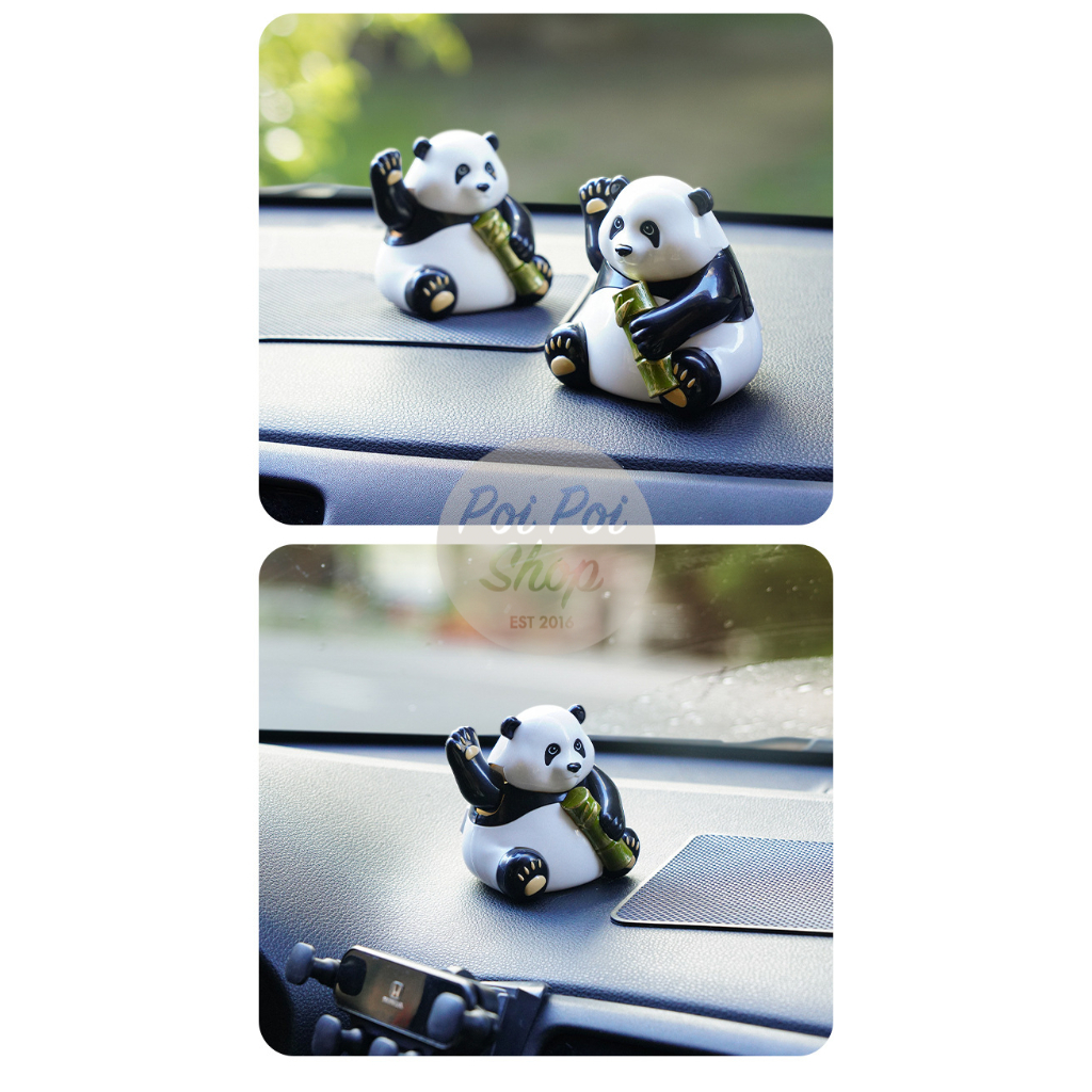 Pajangan Patung Panda Bamboo Lucu Goyang Lucu Pajangan Dashboard Mobil Fuk Solar Tatakan Dashboard