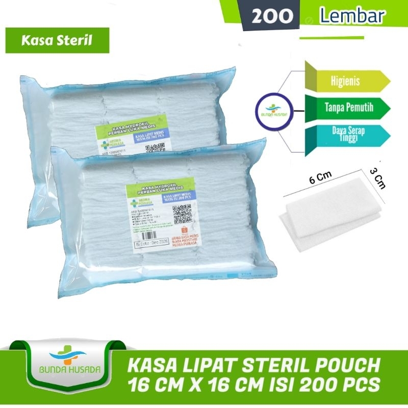Kasa Lipat Medis Steril Pouch Kain Perban Untuk Luka Kecil 16x16 Cm