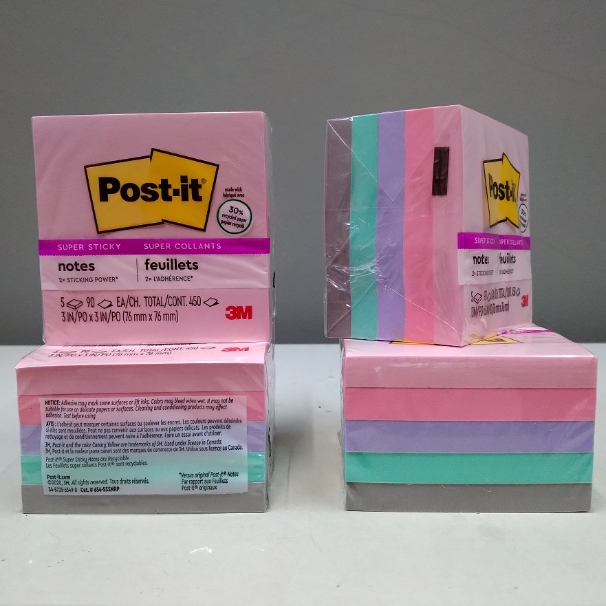 

Model Terkini 3M Post It Super Sticky Notes 6545SSNRP Super Collants 3inch x 3 inch D68