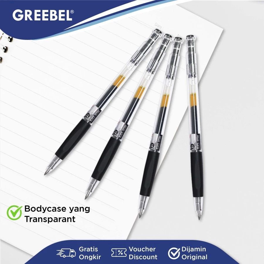 

1 PAK Bolpen Pulpen Gel Greebel / Gel Pen GP-504 Viero 0.5 Hitam (12PCS/SET) Ballpen Pena Pulpen Cetek