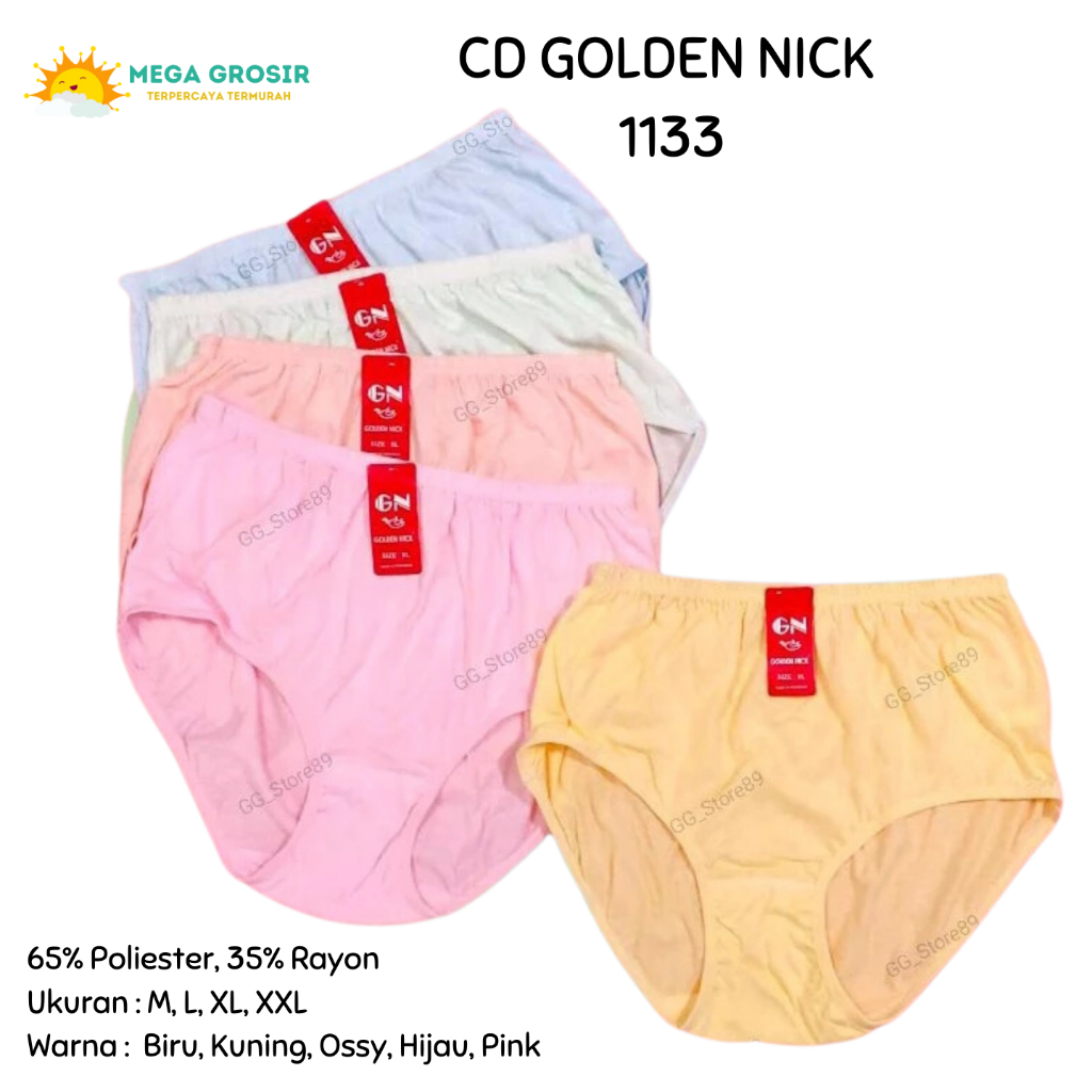 [ISI 3] CD Wanita GOLDEN NICK 1133 Pinggang Karet ukuran M-XXL / Pakaian Dalam Wanita