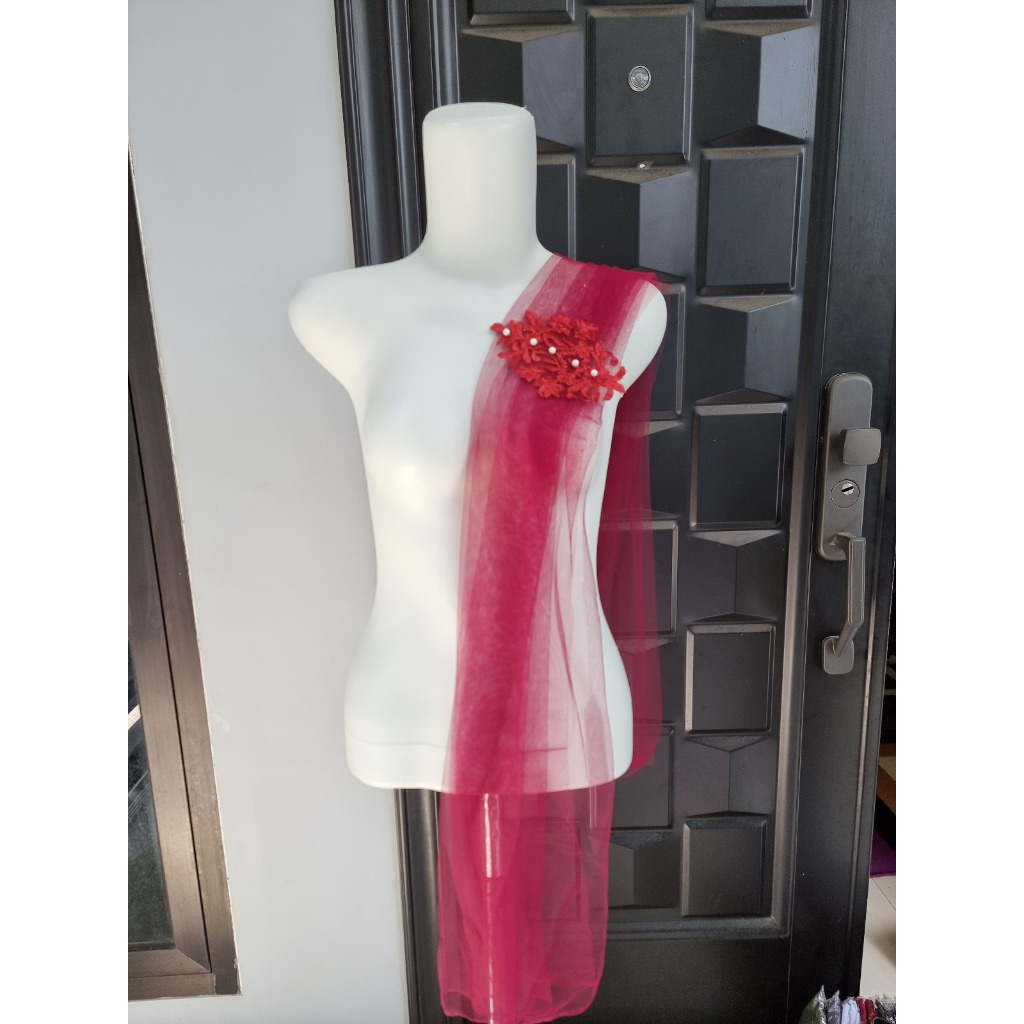 Slempang Bahu Selendang Tille Kebaya Wisuda Kondangan Slendang Slayer Pundak Polos Brukat