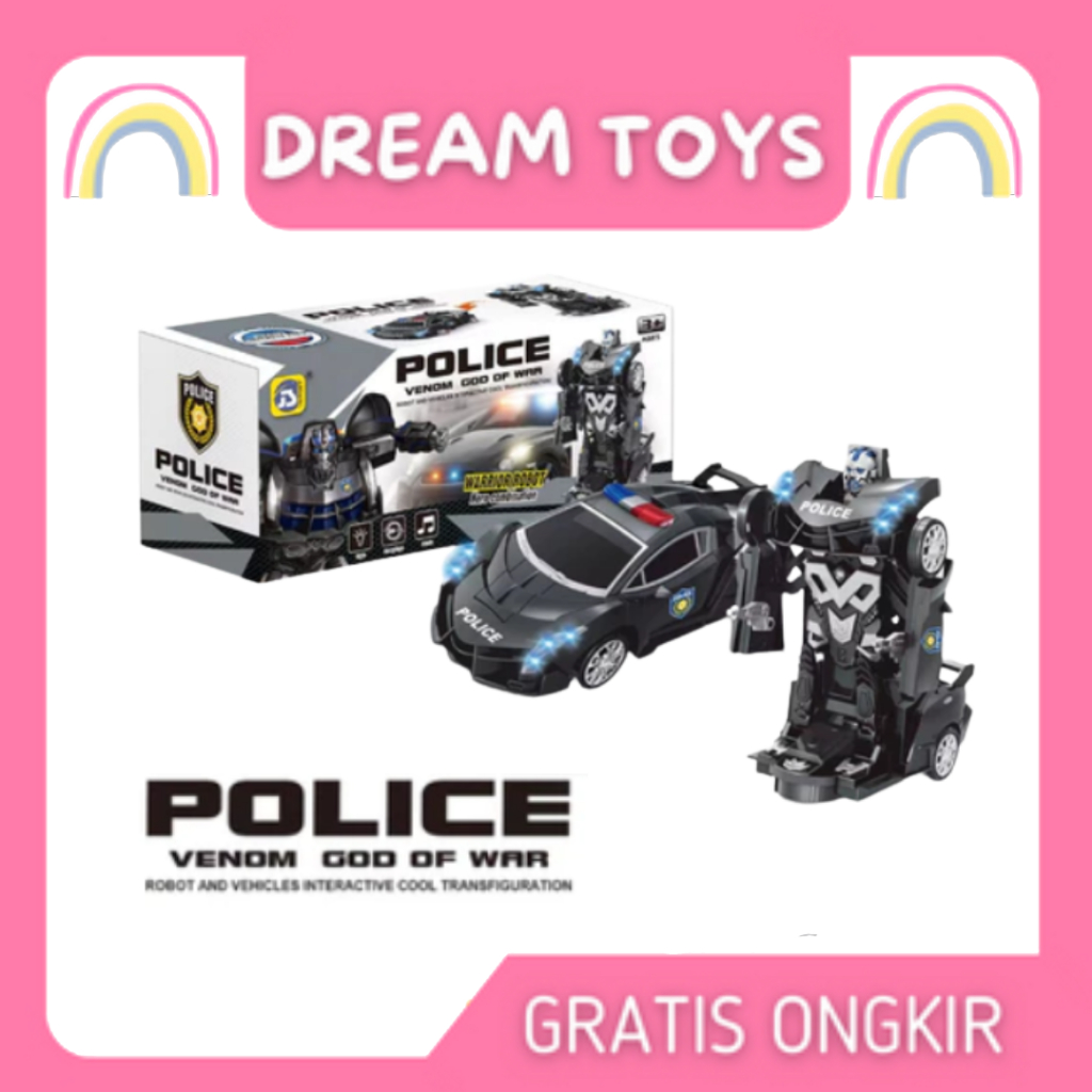 

Mainan Mobil Robot Police Hitam Venom Bisa Berubah Jadi Robot Dan Bunyi Nyala