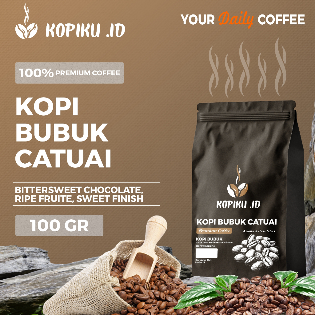 

Kopiku.id - Bubuk kopi Catuai Premium Kopi Indonesia 100gr